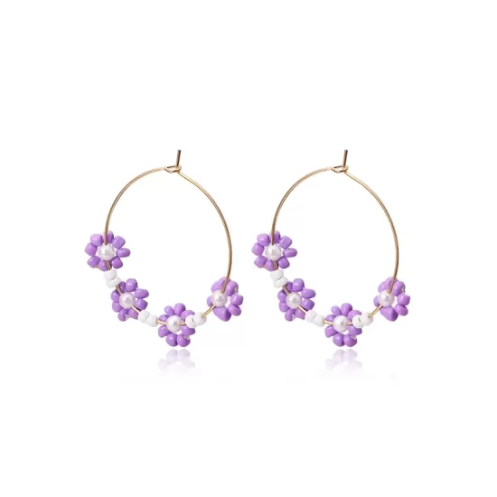 Retro Ethnic Style Beads Decorate Flower Earrings