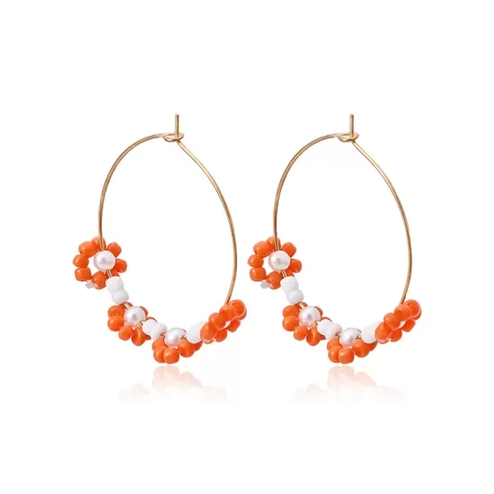 Retro Ethnic Style Beads Decorate Flower Earrings