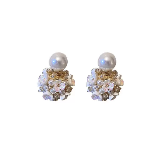 Original Zircon Beads Flower Earrings