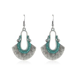 Vintage Fan-Shaped Hollow Turquoise Earrings