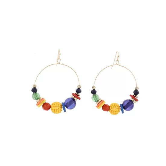 Fashion Mixed Color Beaded Decorate Big Earrings