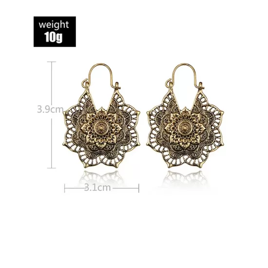 Vintage Hollow Alloy Flower Earring Accessories