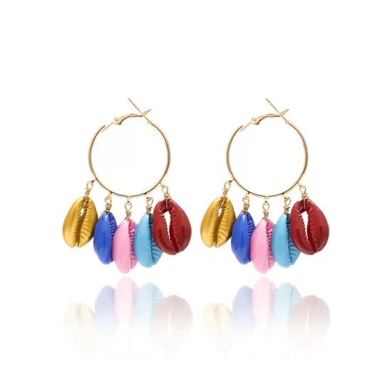 Fashion Colorful Shell Circle Ethnic Earrings