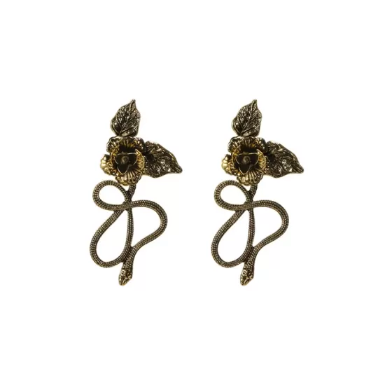 Vintage Snake Shape Flower Shape Earrings Accessories