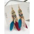 National Original Feather Tassels Beads 6 Colors Earrings