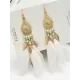 National Original Feather Tassels Beads 6 Colors Earrings