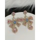 Statement Pink Bow-Embellished Earrings Accessories