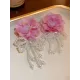 Flower-Embellished Imitation Pearl  Tasseled Earrings Accessories