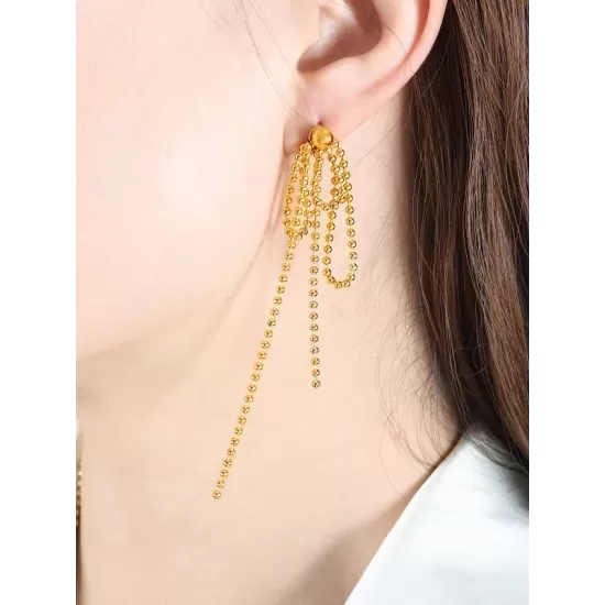 Solid Color Tasseled Earrings Accessories