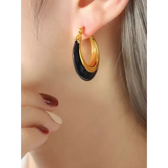 Contrast Color Geometric Split-Joint Earrings Accessories