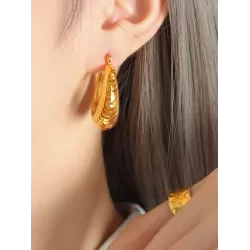 Pleated Solid Color Earrings Accessories