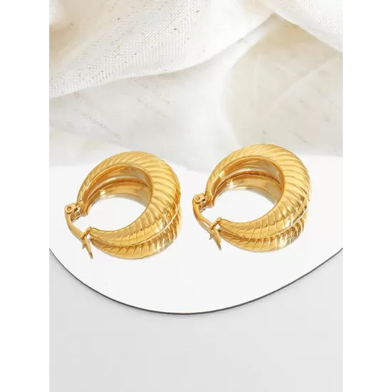 Pleated Solid Color Earrings Accessories