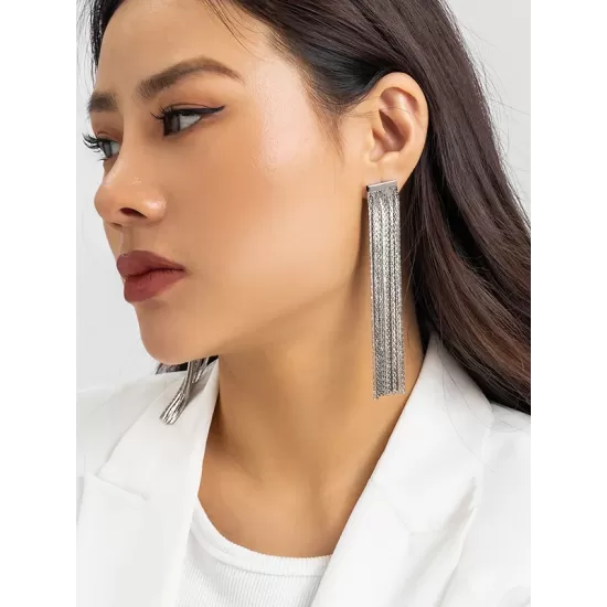 Solid Color Tasseled Earrings Accessories