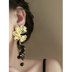 Contrast Color Flower Shape Pleated Earrings Accessories Drop Earrings