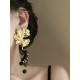 Contrast Color Flower Shape Pleated Earrings Accessories Drop Earrings