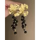 Contrast Color Flower Shape Pleated Earrings Accessories Drop Earrings