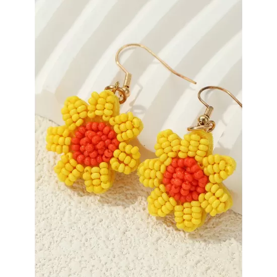 Contrast Color Flower Shape Earrings Accessories Drop Earrings