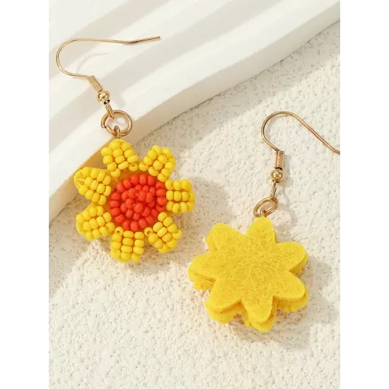 Contrast Color Flower Shape Earrings Accessories Drop Earrings