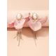 Flower Shape Rhinestone Tasseled Earrings Accessories