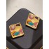 Multi-Colored Enamel Oil Painting Style Square Earrings