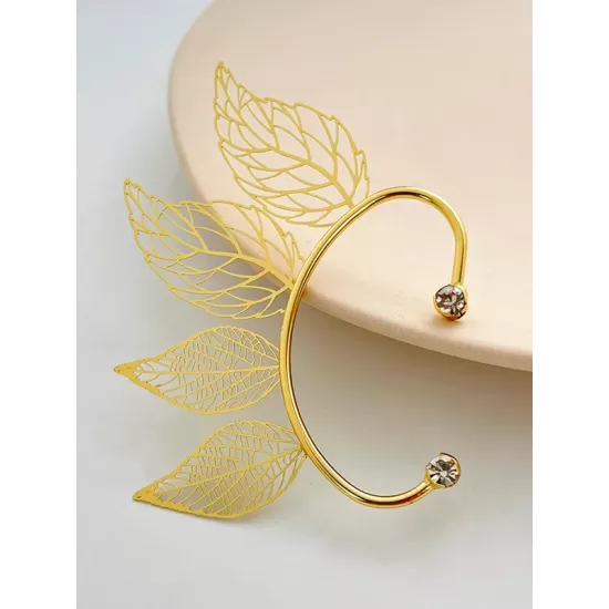 Hollow Leaves Shape Rhine Stones Earrings Accessories