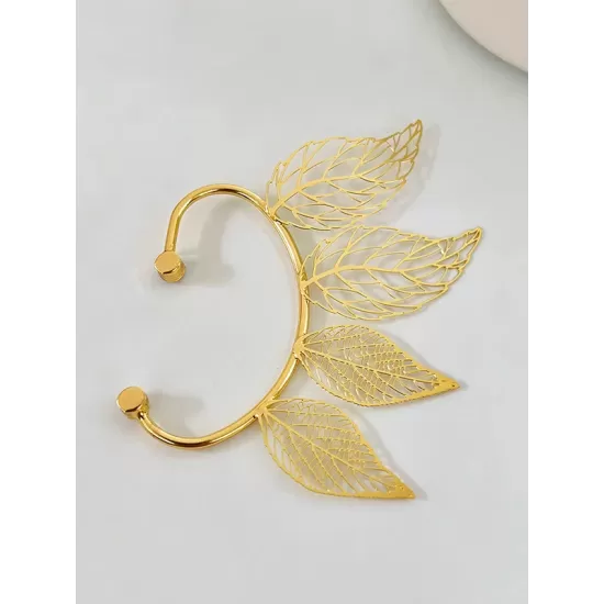 Hollow Leaves Shape Rhine Stones Earrings Accessories