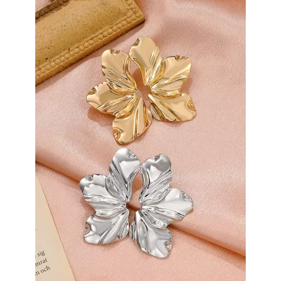 Flower Shape Solid Color Earrings Accessories