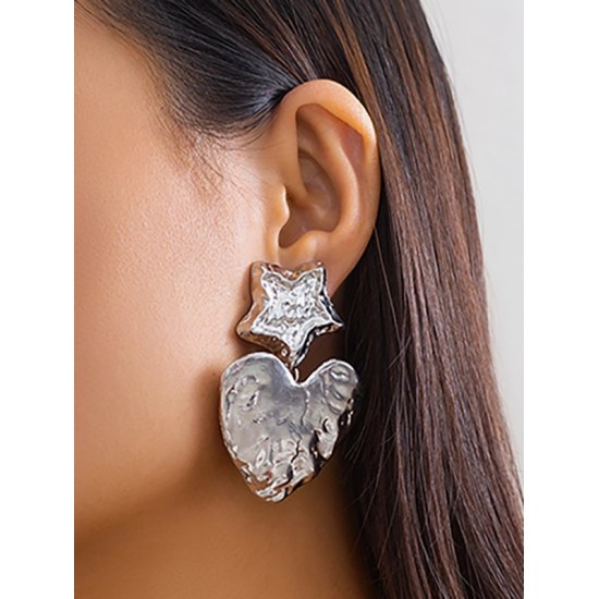 Heart Shape Solid Color Star Shape Normcore Earrings Accessories