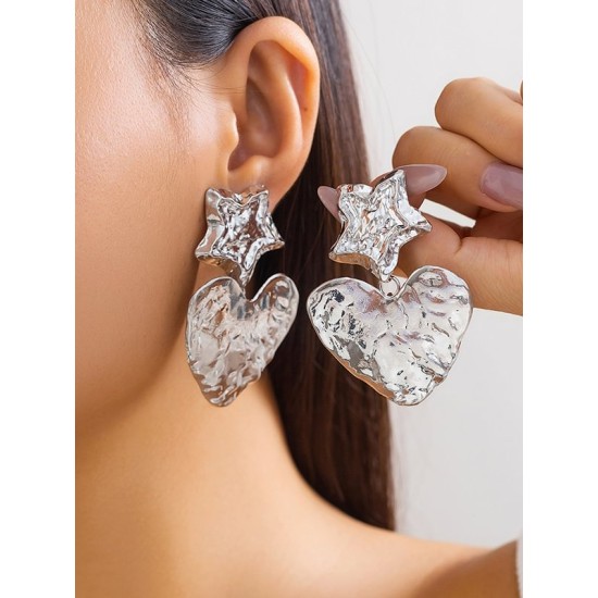 Heart Shape Solid Color Star Shape Normcore Earrings Accessories