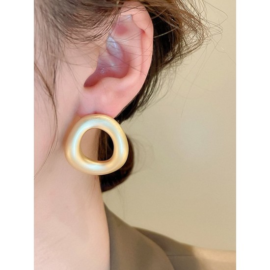 Geometric Hollow Solid Color Normcore Earrings Accessories