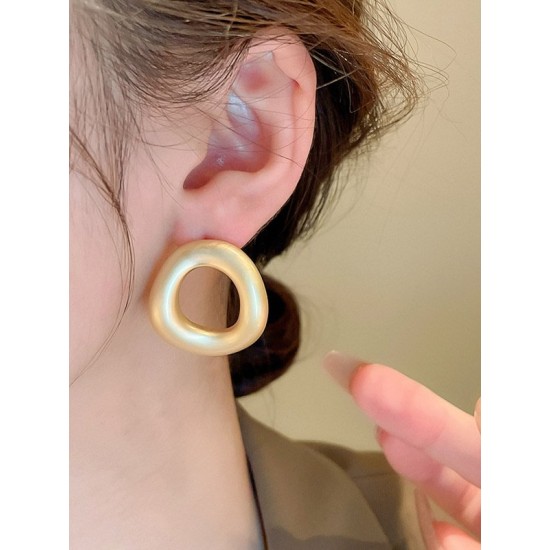 Geometric Hollow Solid Color Normcore Earrings Accessories