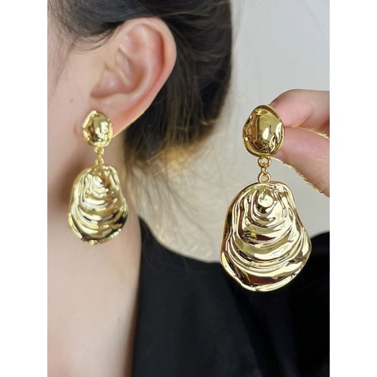 Geometric Pleated Solid Color Earrings Accessories Drop Earrings