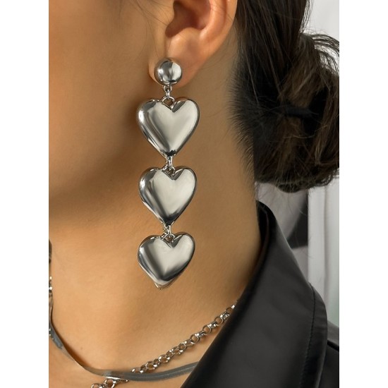 Heart Shape Solid Color Earrings Accessories Drop Earrings