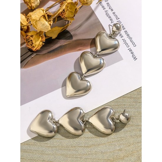 Heart Shape Solid Color Earrings Accessories Drop Earrings