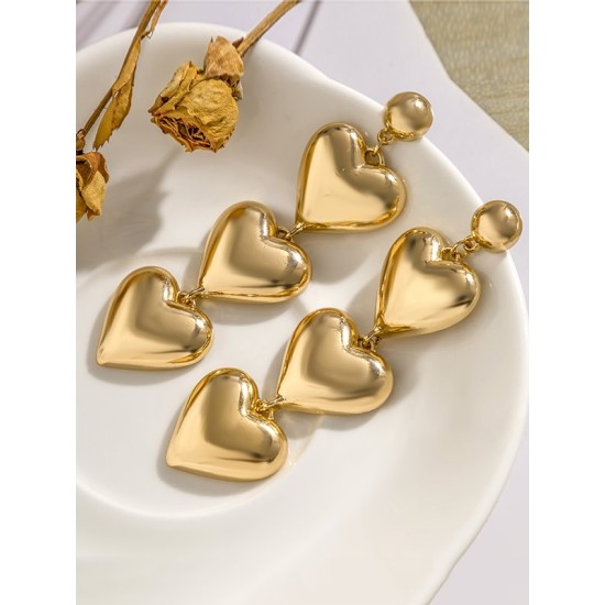 Heart Shape Solid Color Earrings Accessories Drop Earrings