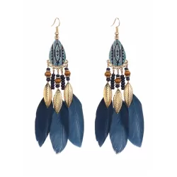 National Original 5 Colors Feather Tassels Beads Chains 6 Colors Earrings