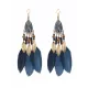 National Original 5 Colors Feather Tassels Beads Chains 6 Colors Earrings