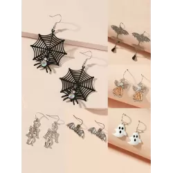 Halloween Pumpkin Spider Bat Earrings