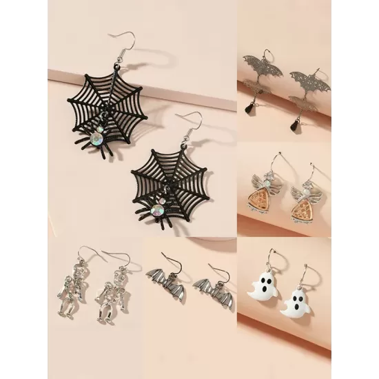 Halloween Pumpkin Spider Bat Earrings