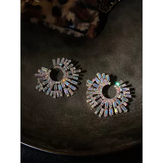 Statement Multi-Colored Rhinestone Earrings Accessories