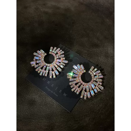 Statement Multi-Colored Rhinestone Earrings Accessories