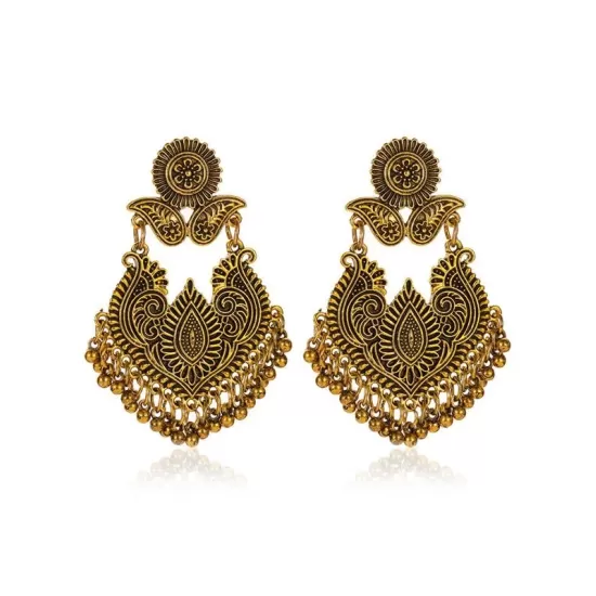 Retro Palace Style Exaggerated Carved Earrings