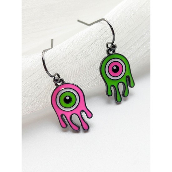 Asymmetrical Eye Contrast Color Donut Fashion Personality Earrings