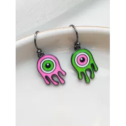 Asymmetrical Eye Contrast Color Donut Fashion Personality Earrings