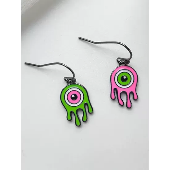 Asymmetrical Eye Contrast Color Donut Fashion Personality Earrings