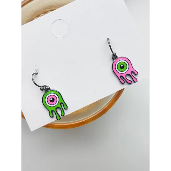 Asymmetrical Eye Contrast Color Donut Fashion Personality Earrings