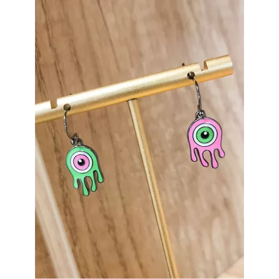 Asymmetrical Eye Contrast Color Donut Fashion Personality Earrings