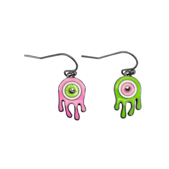 Asymmetrical Eye Contrast Color Donut Fashion Personality Earrings