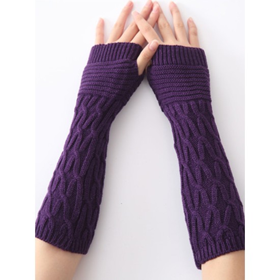 Solid Color Keep Warm Jacquard Knitted Sleevelet