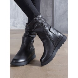 Leisure Fashion Solid Leather Martin Boots